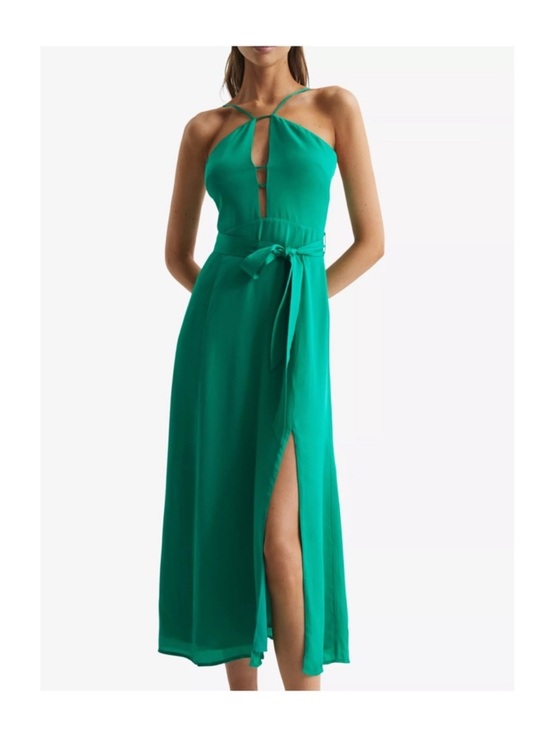 Reiss Dresses & Skirts - New! Reiss Arianna Plunge Halter Neck Cut-out Midi Dress in Emerald Green